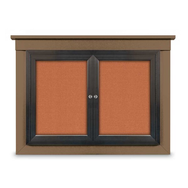 72"x36" 3-Door Enclosed Outdoor Letterboard, Hdr, Grey Felt/Bronze